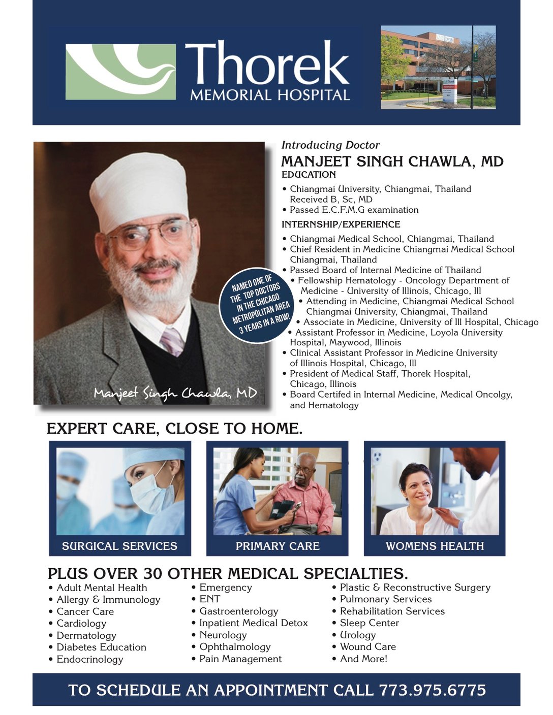 Manjeet Chawla, MD Named One of America's Most Honored Professionals in